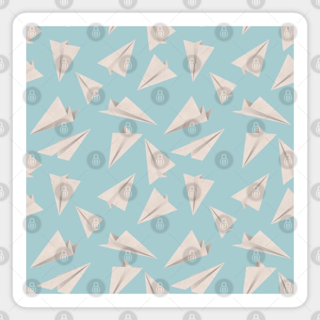 Paper Planes Pattern Light Blue Sticker by DrawingEggen